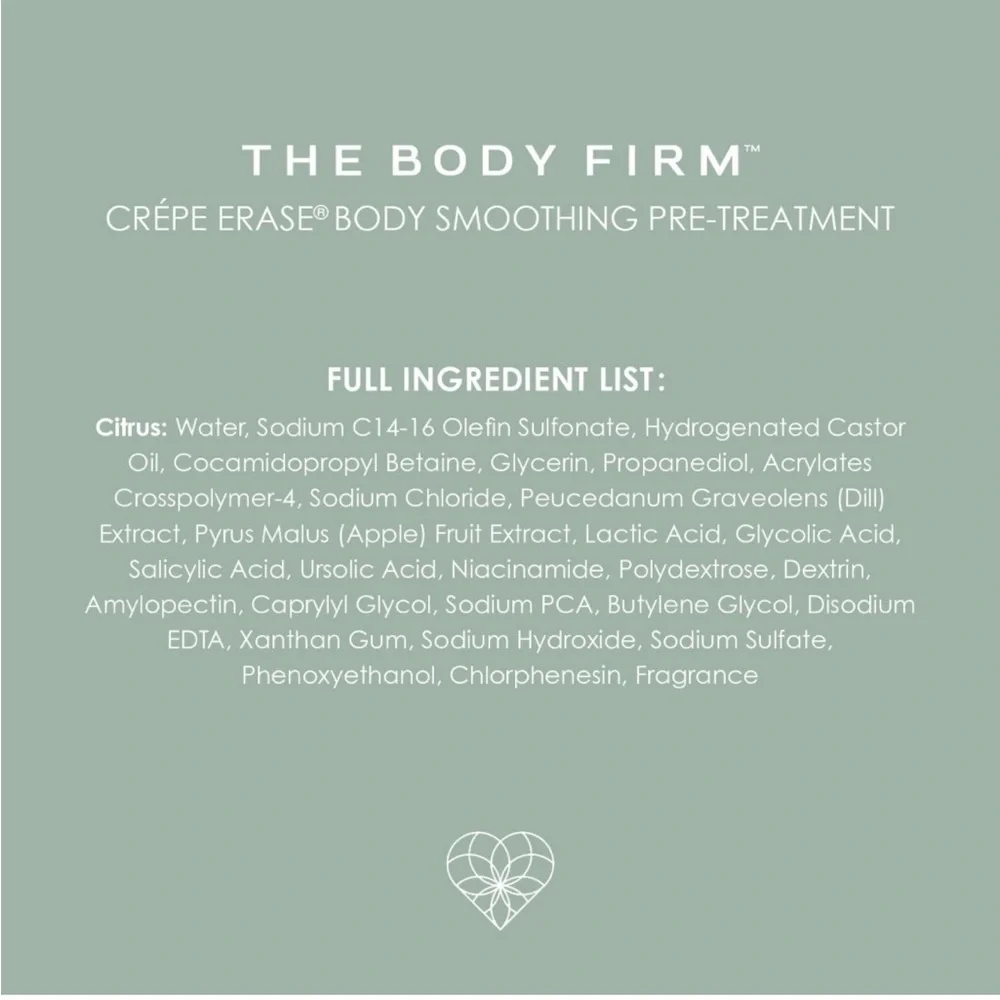 Body Firm CREPE ERASE BODY SMOOTHING PRE-TREATMENT exfoliant large 10FL OZ